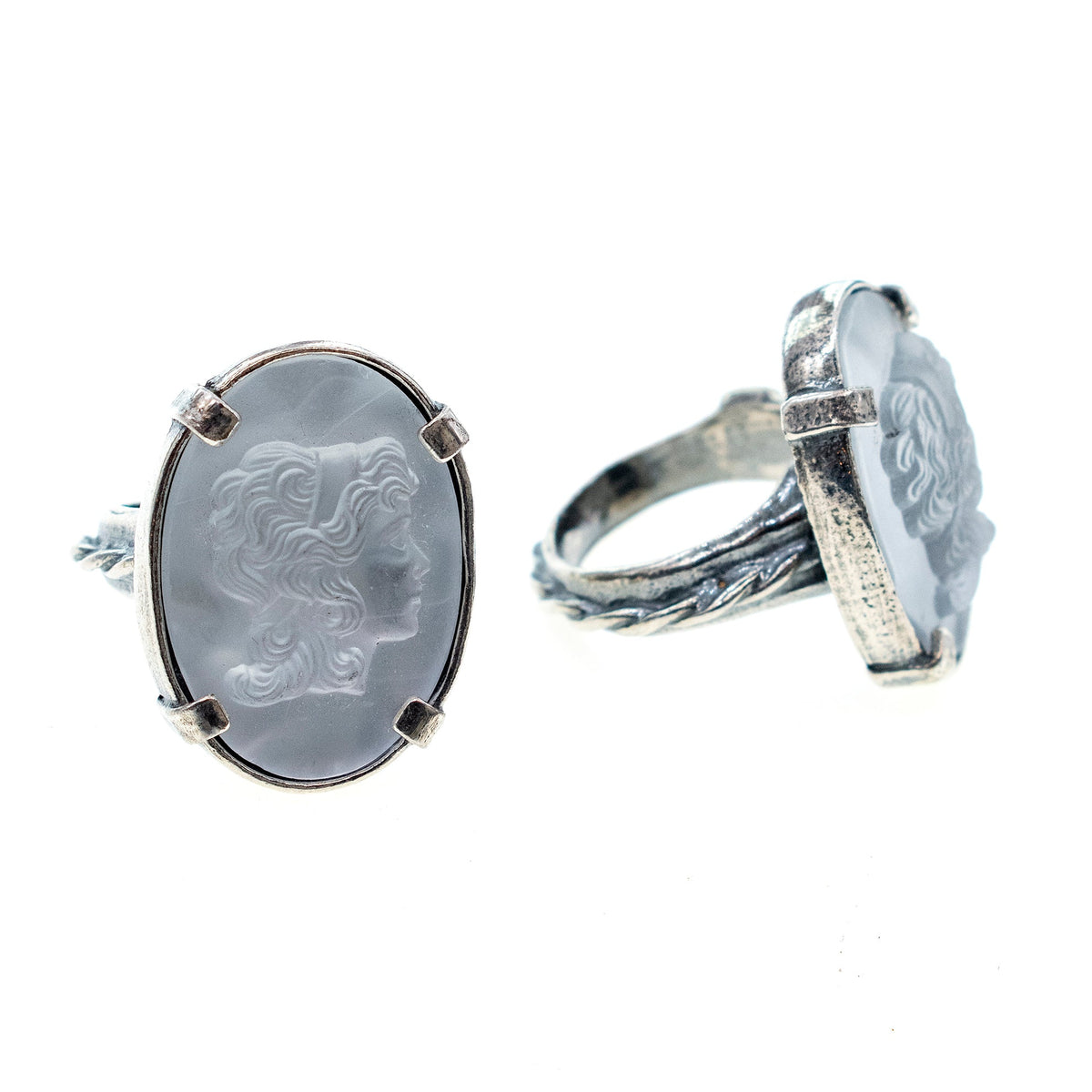 White Cameo Ring – Sterling Silver – Gem Kingdom