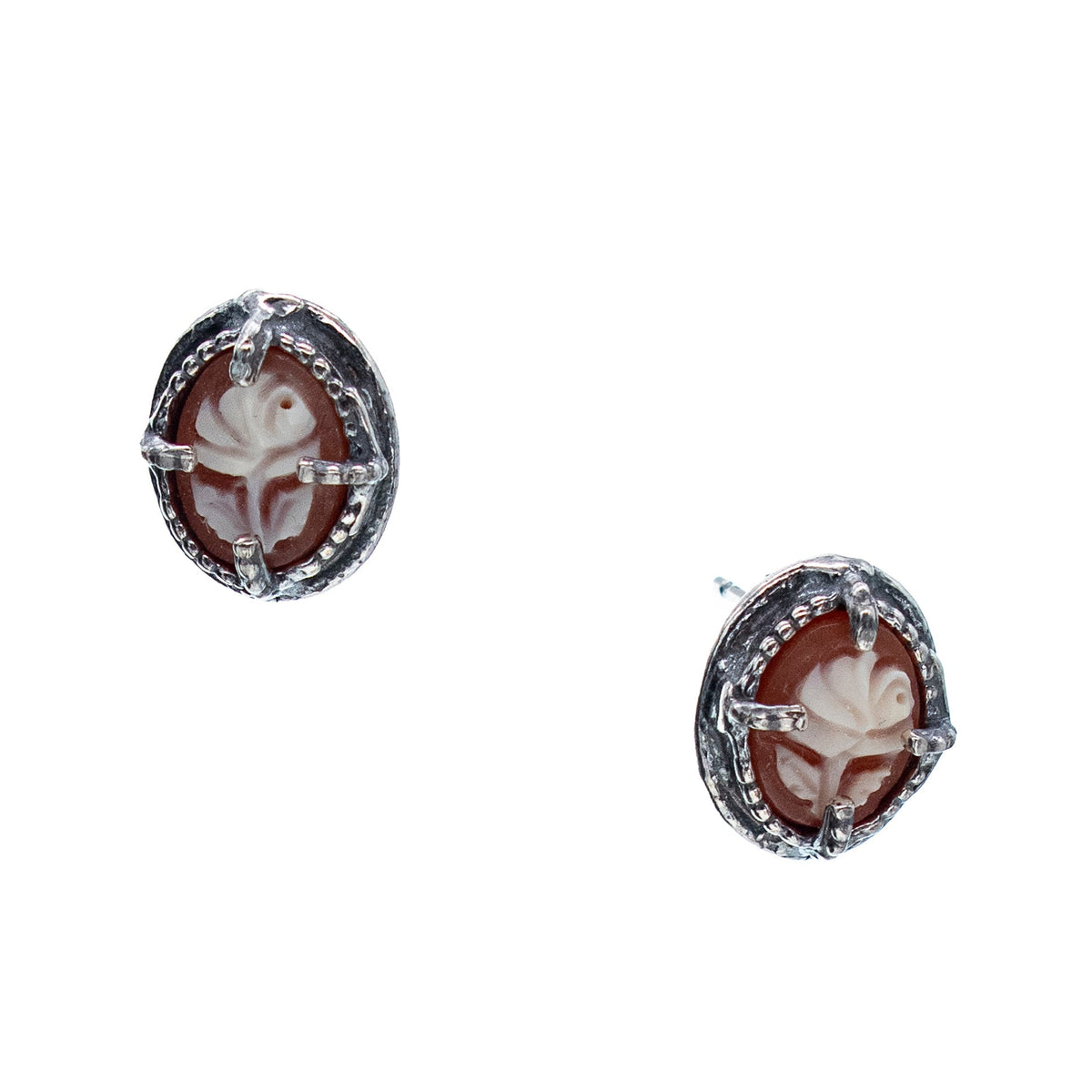 Italiaanse Bloem Camee Stekers Rood – Sterling Zilver – Gem Kingdom