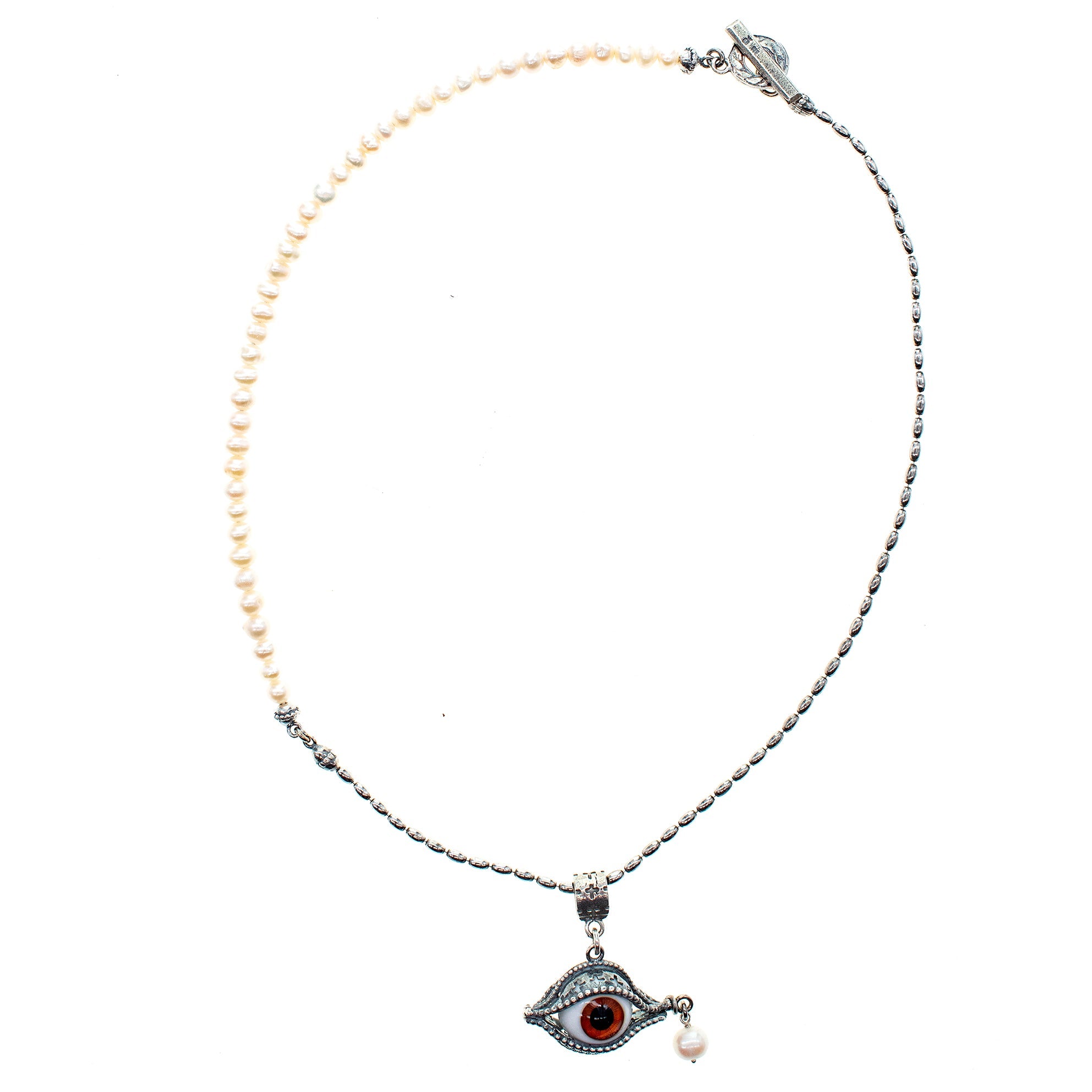 Eye Love You Brown Eye Pearl Necklace – Sterling Silver – Gem Kingdom