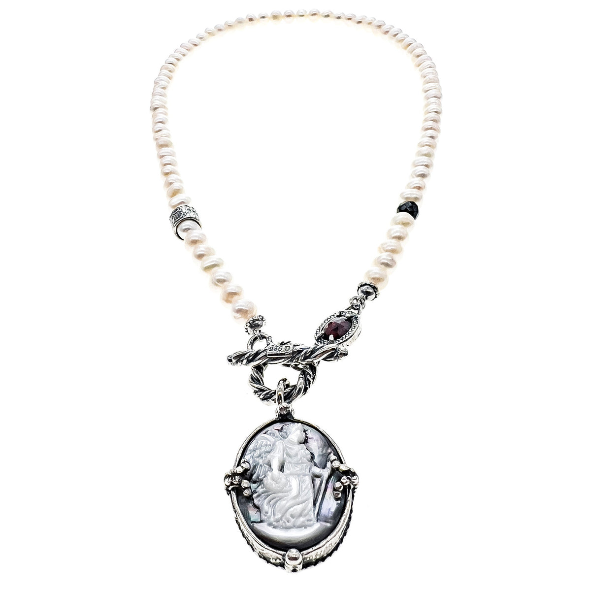 Nike Cameo Pearl Necklace – Sterling Silver – Gem Kingdom