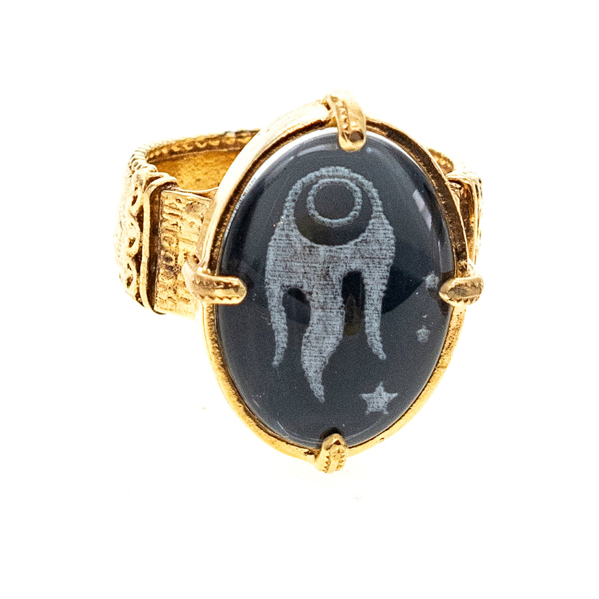 Cosmic Ring Black – 18k Gold Plated – Gem Kingdom