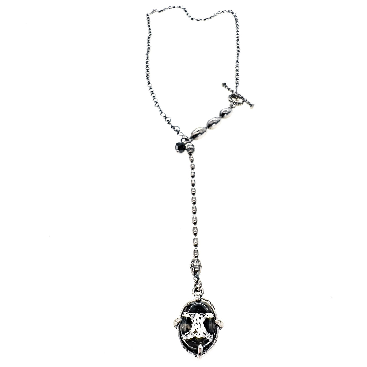 Rebel Rebel Intaglio Y-Ketting Kort – Sterling Zilver – Gem Kingdom