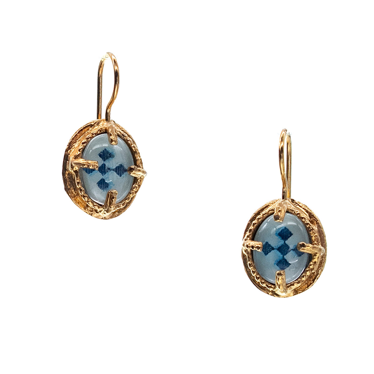 Mosaic Earrings Blue – Gold Plated – Gem Kingdom