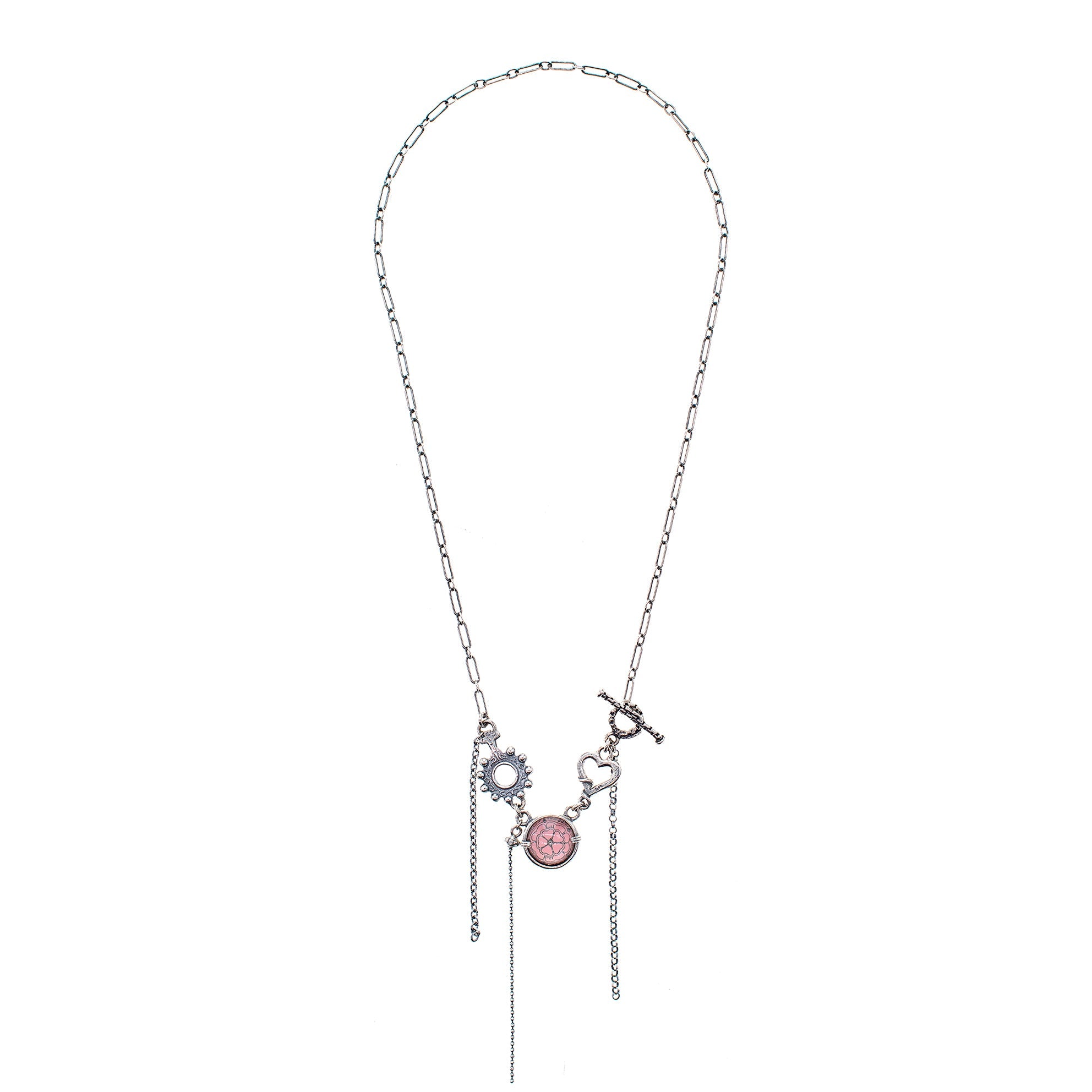 Pink Intaglio Fringe Necklace – Sterling Silver – Gem Kingdom