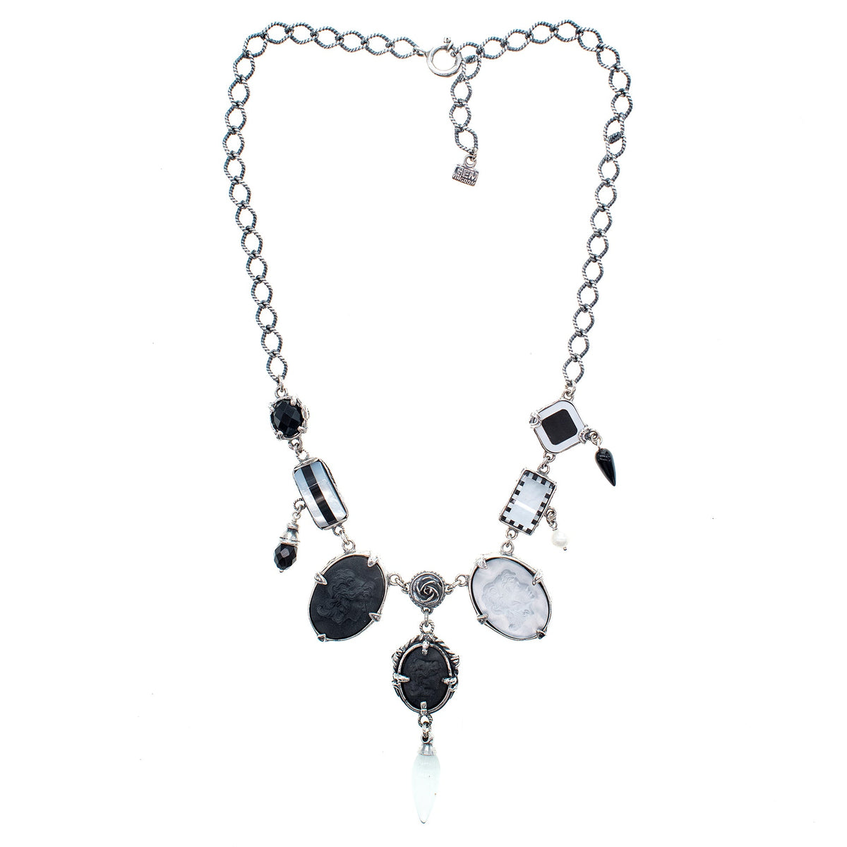 Black And White Cameo Necklace – Sterling Silver – Gem Kingdom