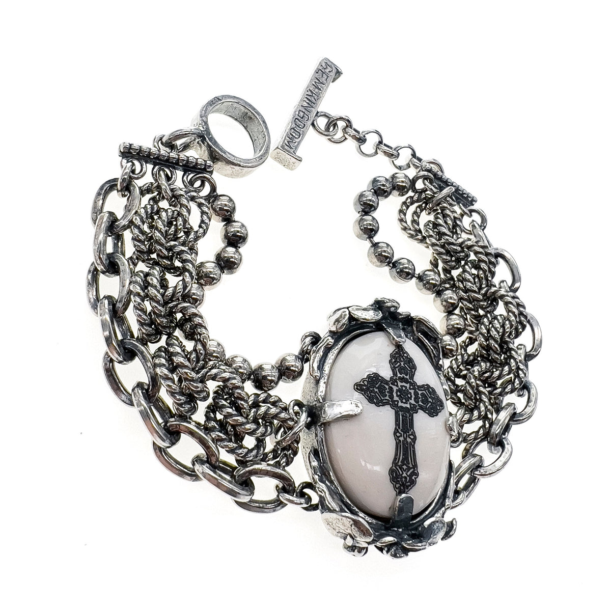 Cross Multi-Chain Bracelet White – Sterling Silver – Gem Kingdom