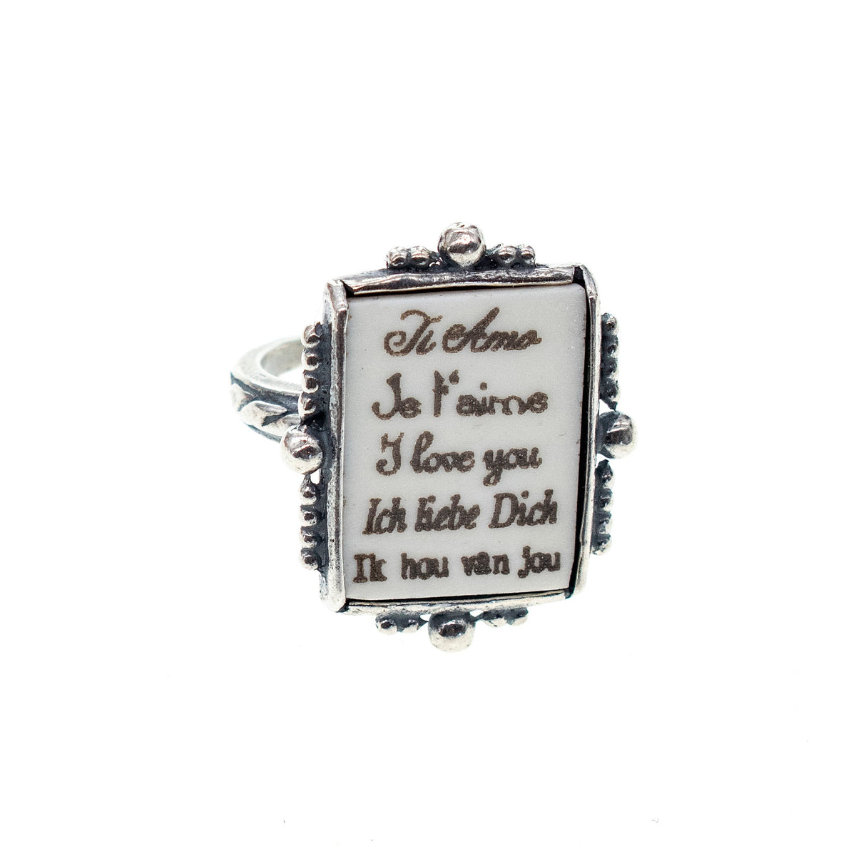 White Love Letter Ring – Sterling Silver – Gem Kingdom