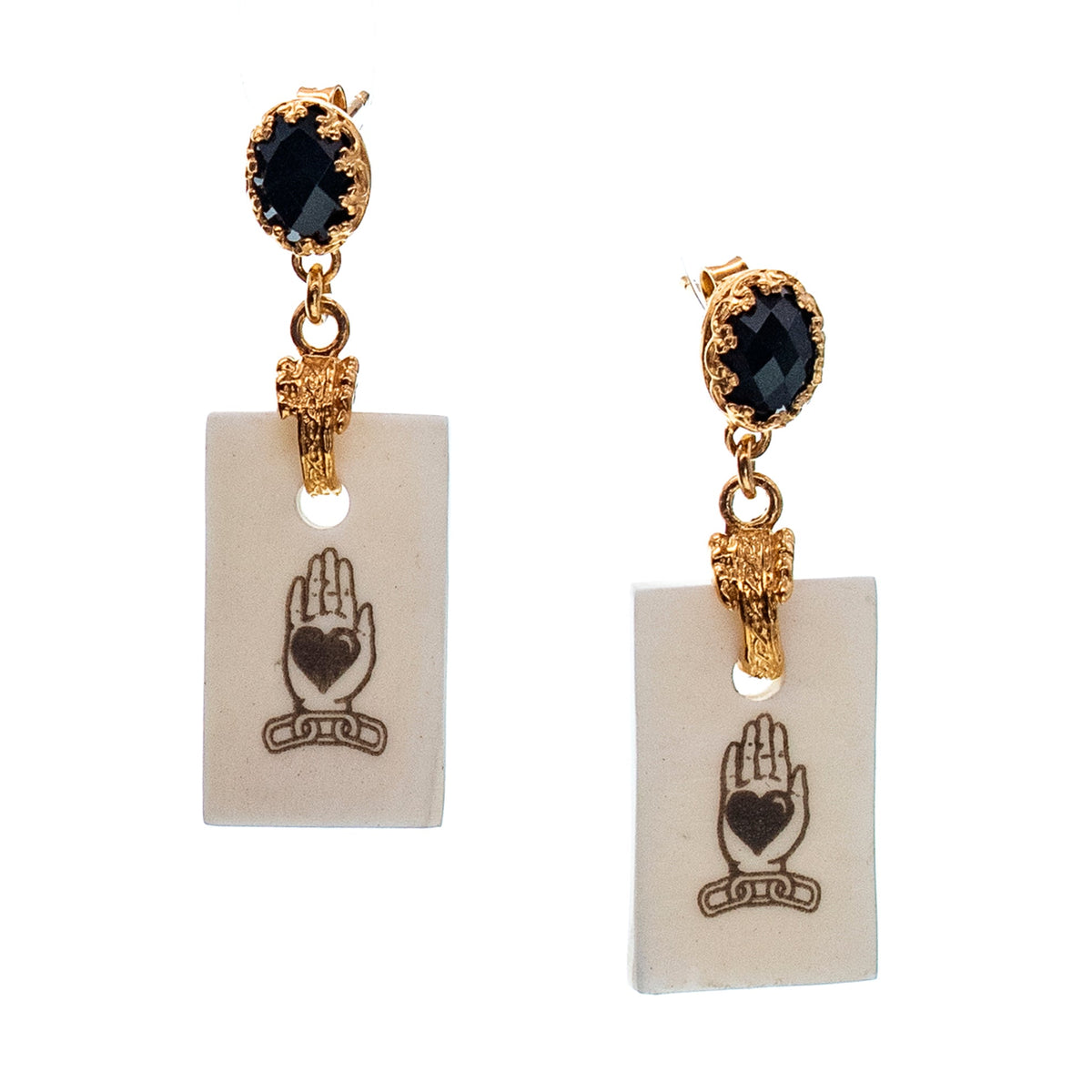 Zwarte Spinel Bedel Oorbellen – Verguld – Gem Kingdom