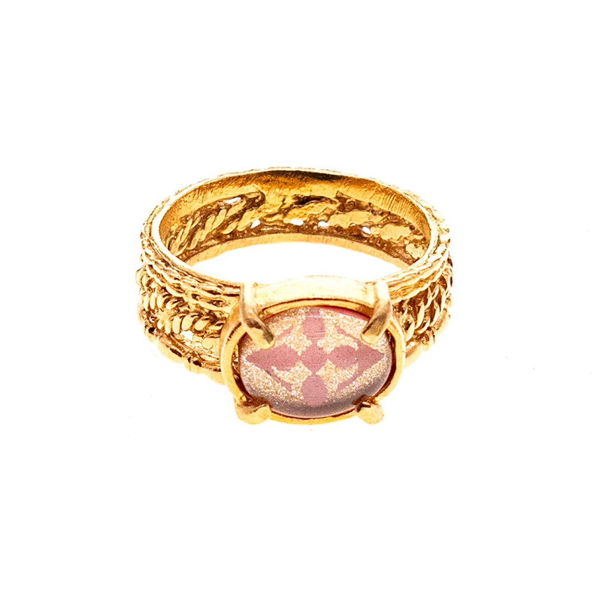 Diamond Cross Ring Pink – Gold Plated – Gem Kingdom