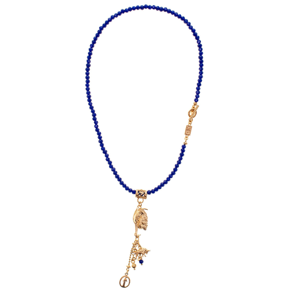 Beaded Heron Charm Necklace – 18k Gold Plated – Gem Kingdom
