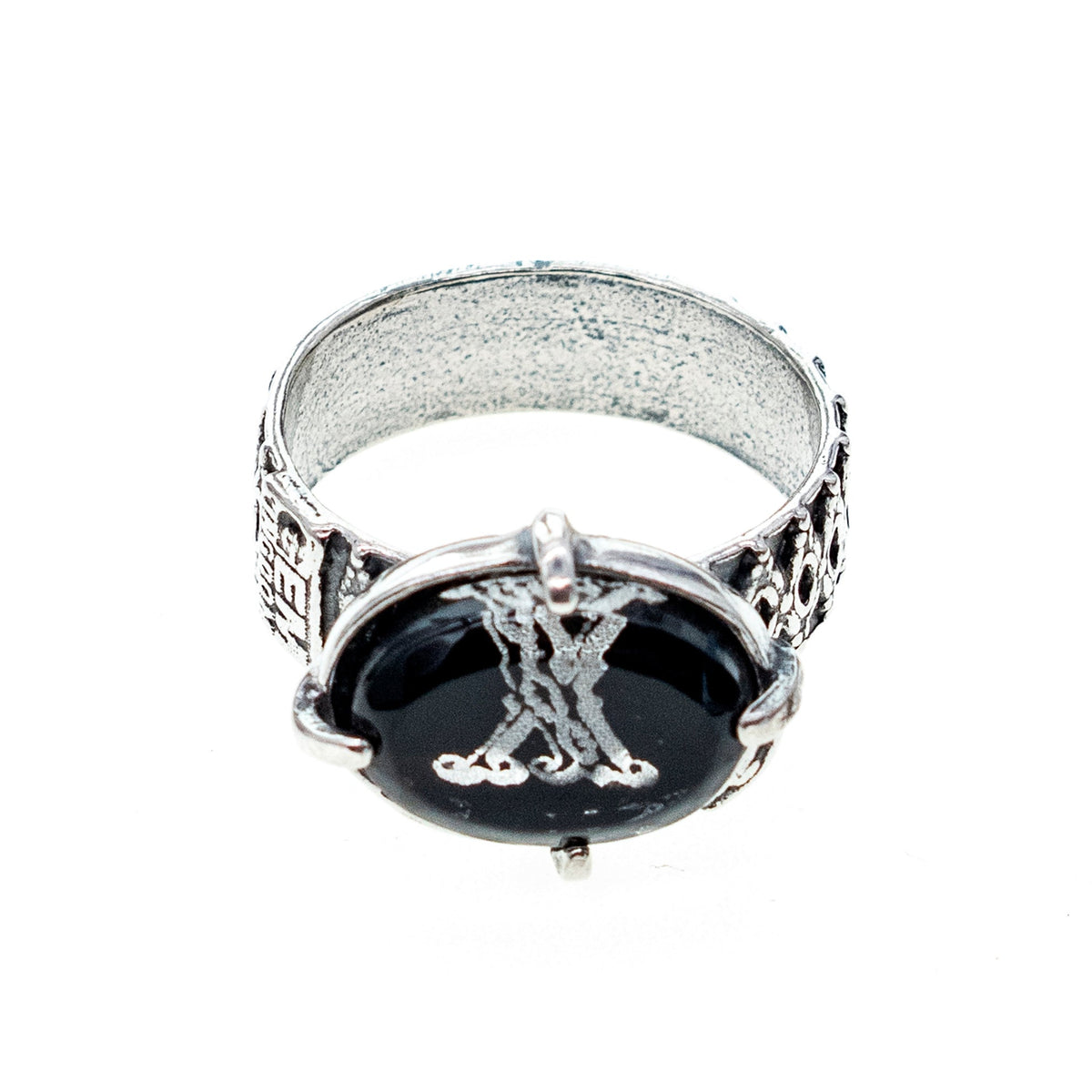 Black Intaglio Ring – Sterling Silver – Gem Kingdom