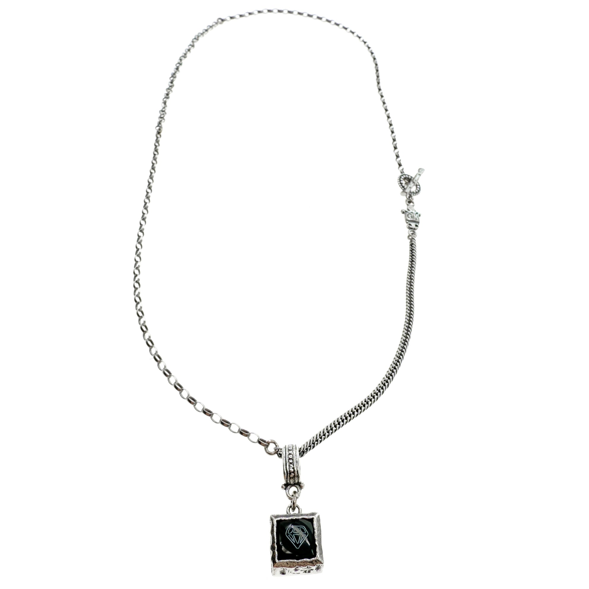 Diamond Onyx Necklace – Sterling Silver – Gem Kingdom