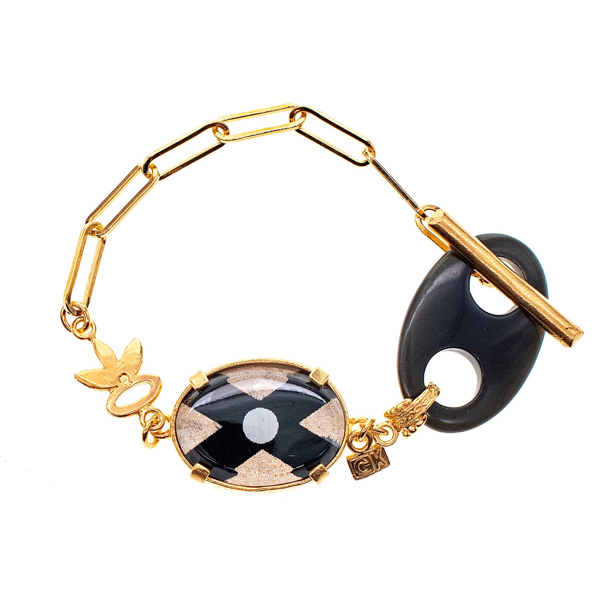 Onyx En Intaglio Schakelarmband – 18K Verguld – Gem Kingdom