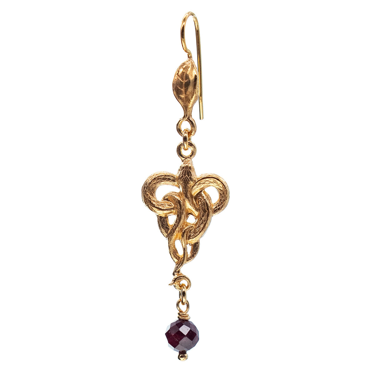 Garnet Snake Single Earring – Gold Plated – Gem Kingdom