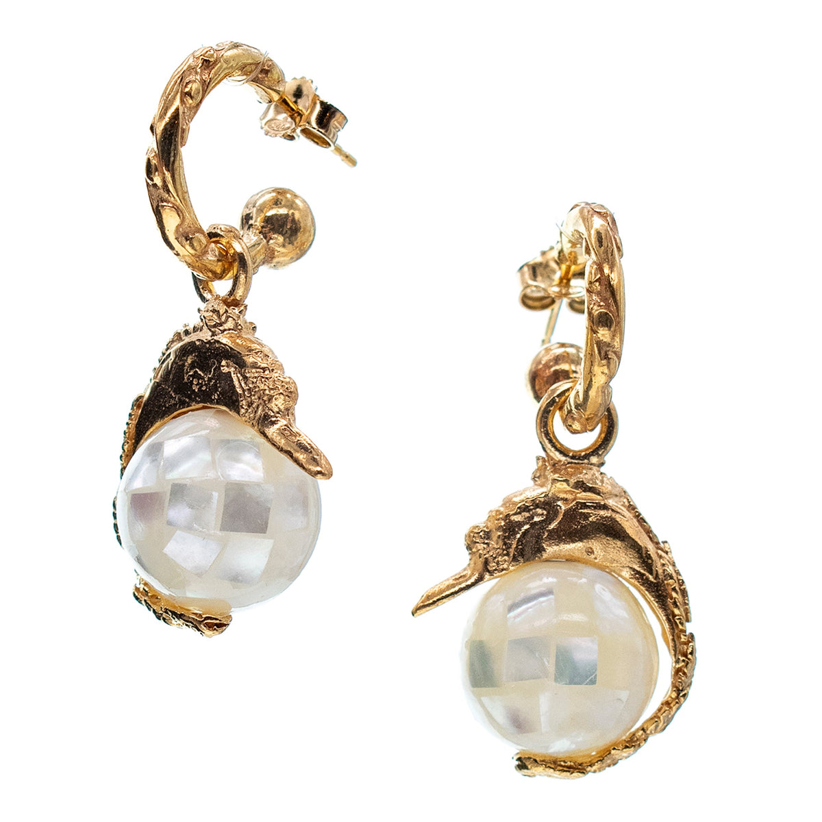 Swan Earrings White – 18k Gold Plated – Gem Kingdom