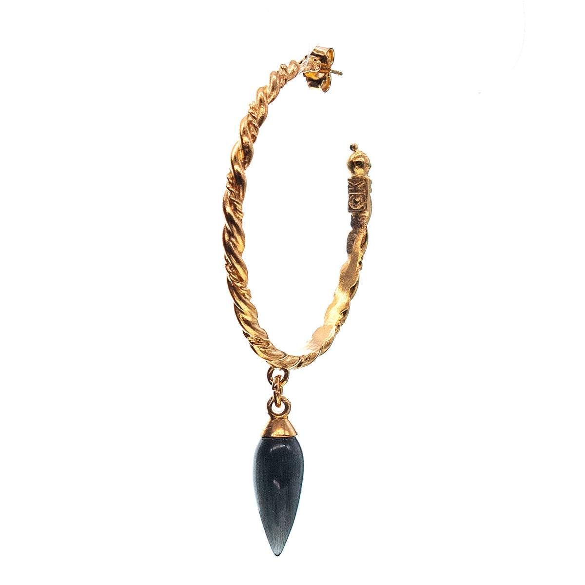 Black Tiger Eye Drop Single Earring – Gold Plated – Gem Kingdom