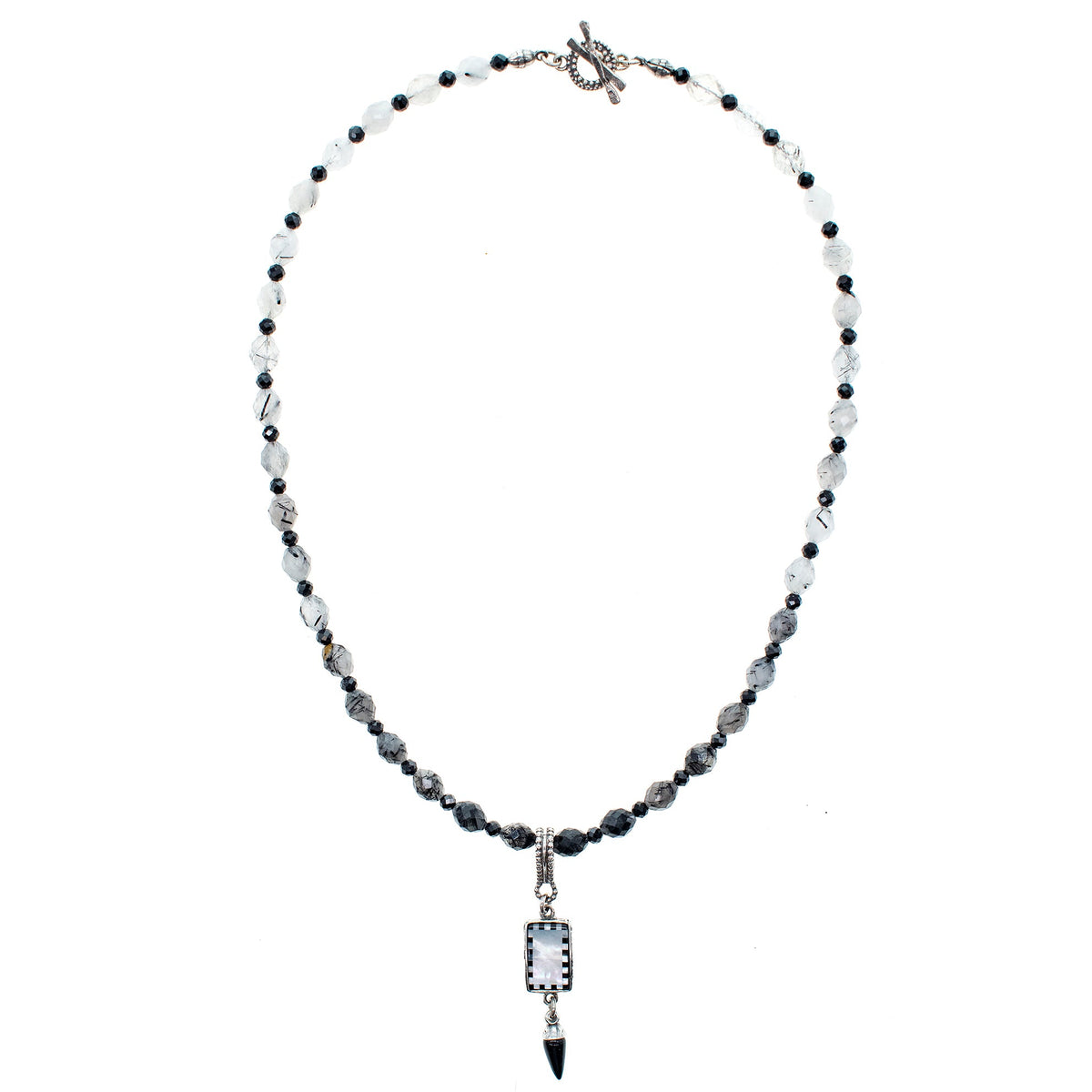 Black And White Rutilated Quartz Necklace – Sterling Silver – Gem Kingdom