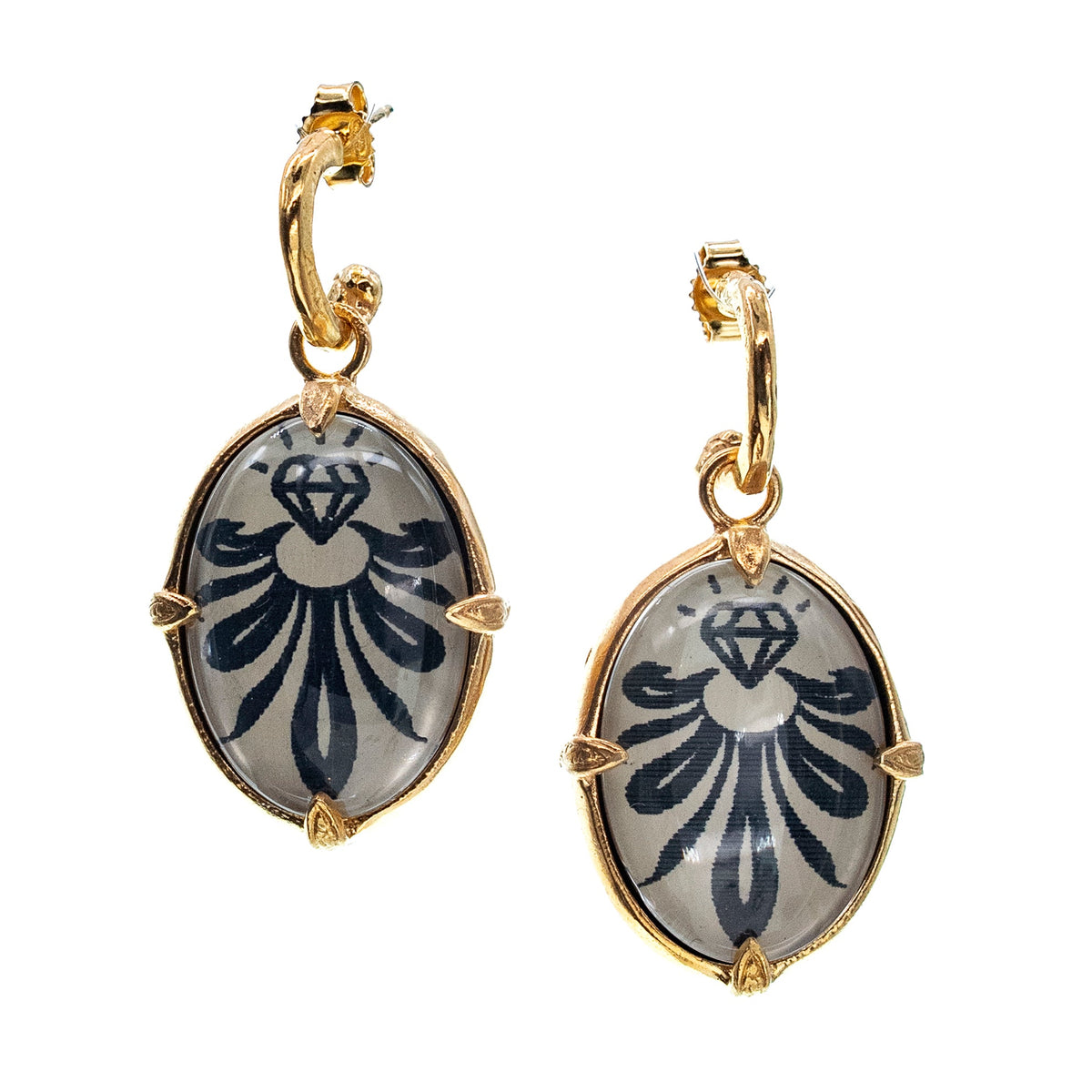 Bloom Earrings White – 18k Gold Plated – Gem Kingdom