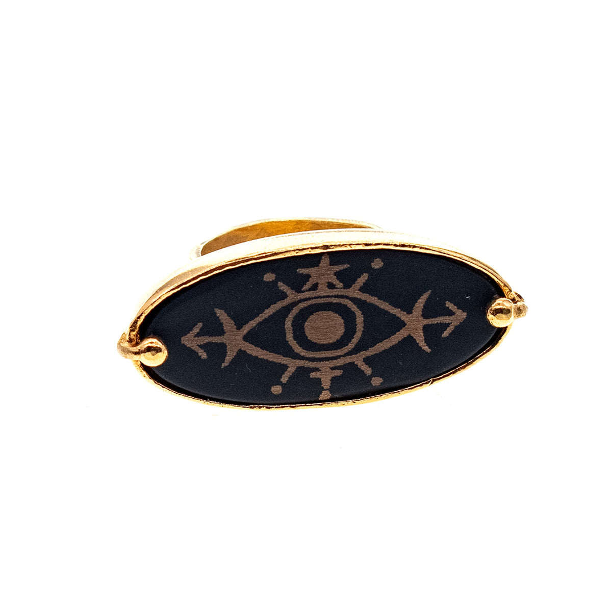 Eye Ring Black – Gold Plated – Gem Kingdom
